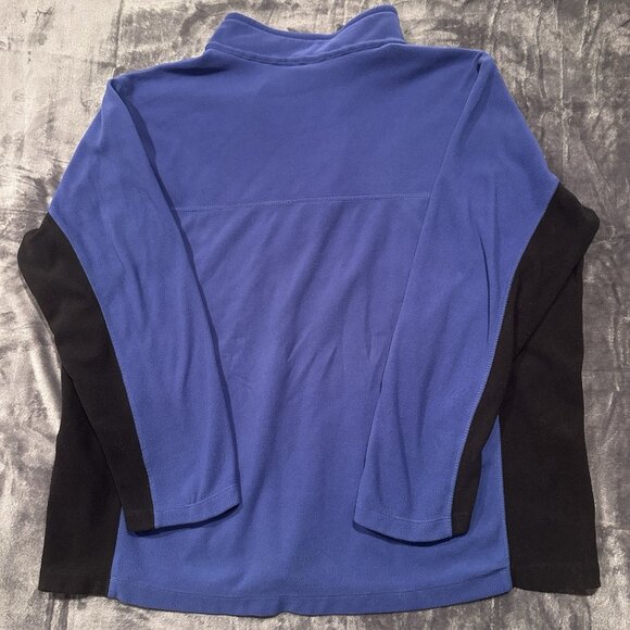 Lands End Mens 2XL Big Lightweight Blue Black Fleece 1/4 Zip Pullover Jacket - Picture 7 of 10